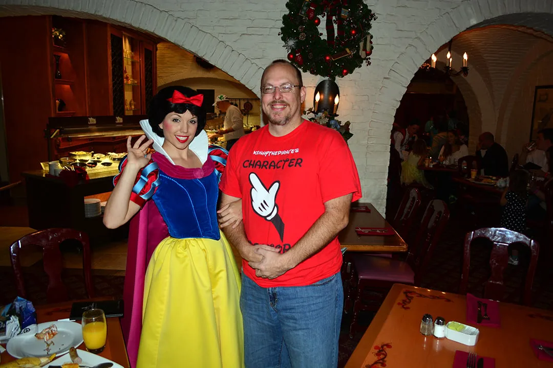 Walt Disney World, Epcot, Akershus Royal Banquet Hall, Princess Character Meal, Belle in Christmas Dress, Snow White