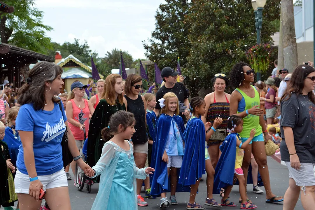 Junior princesses Anna and Elsa's Royal Welcome Parade featuring Kristoff at Hollwood Studios in Disney World