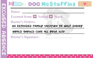 Doc McStuffins excuse from school or work, kenny the pirate