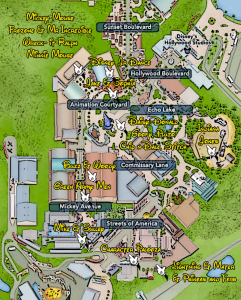 Walt Disney World, Hollywood Studios, Character Locations, Map