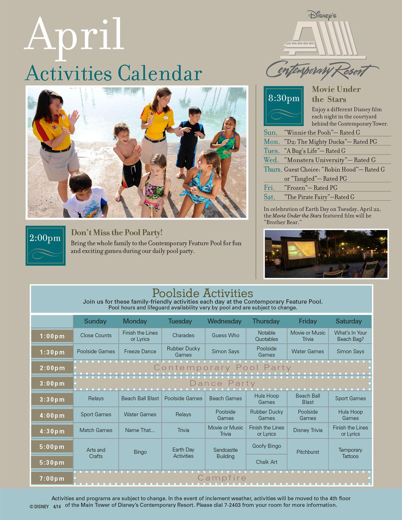 Contemporary Resort Recreation Activity Guide April 20141