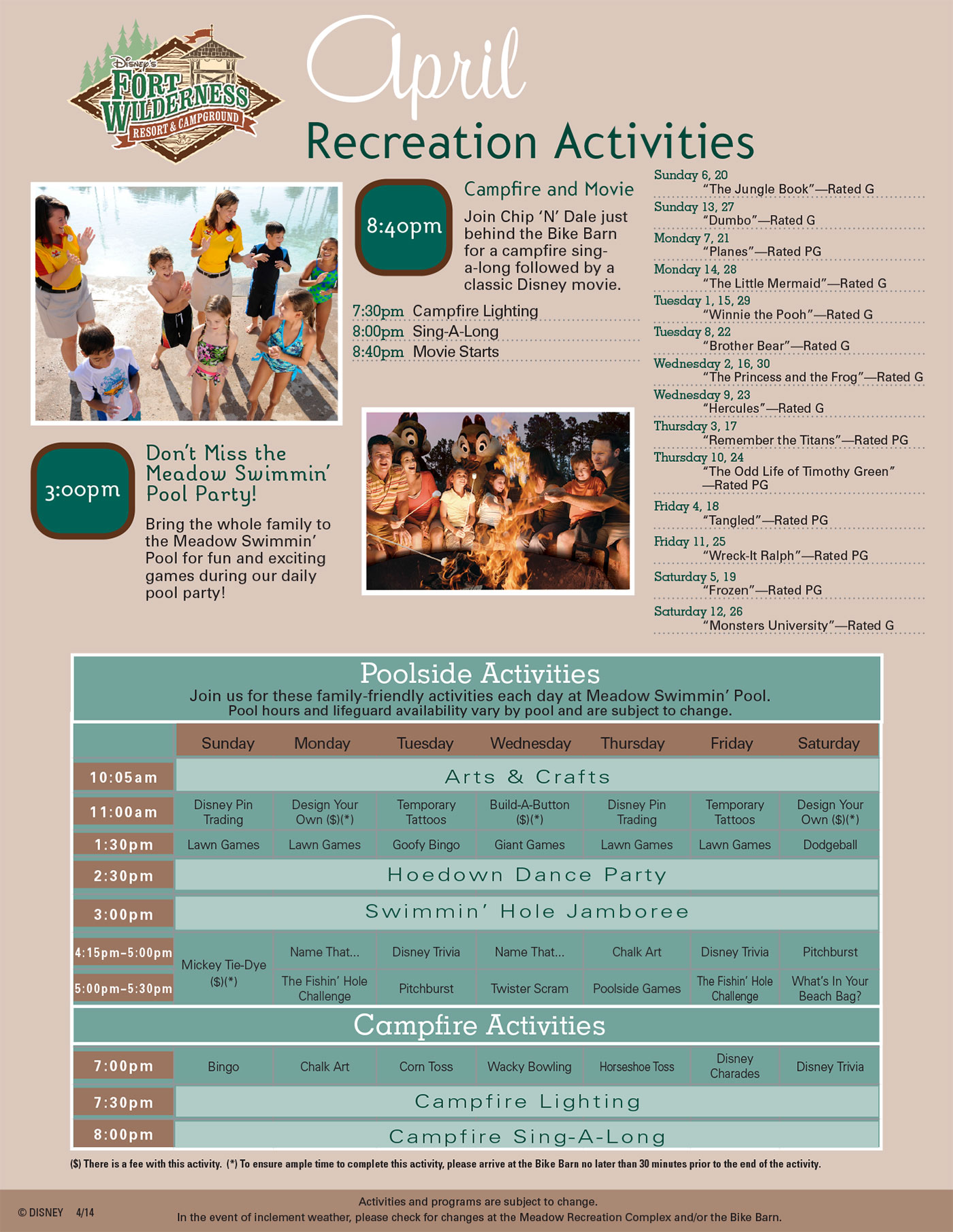 Fort Wilderness Resort Recreation Activity Guide April 20141