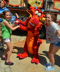 Mushu at Animal Kingdom Dinoland Dance a Palooza dance party