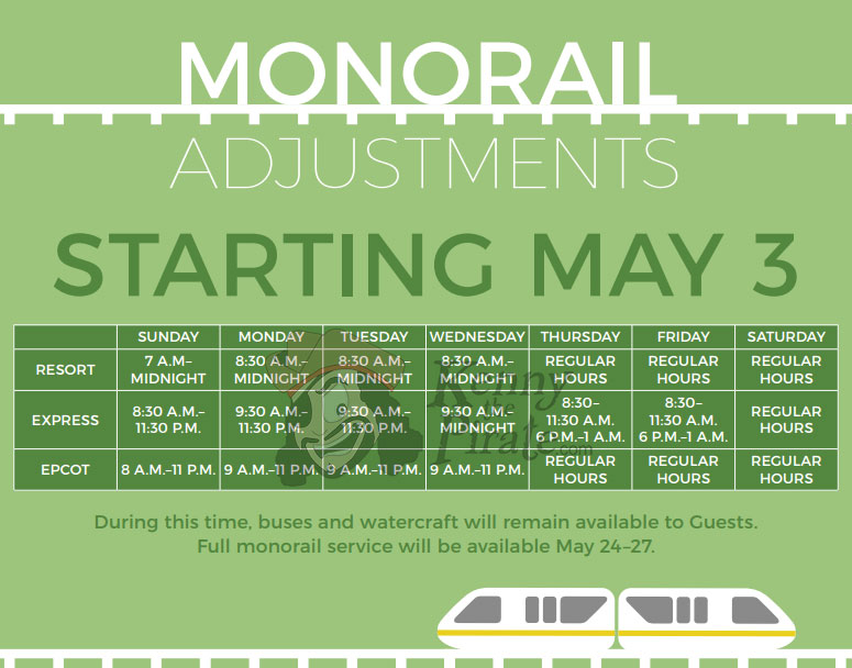 Walt Disney World monorail schedule | KennythePirate.com