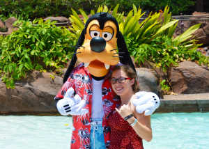 Goofy by the pool at Disney's Aulani in Oahu Hawaii