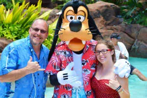 Goofy by the pool at Disney's Aulani in Oahu Hawaii