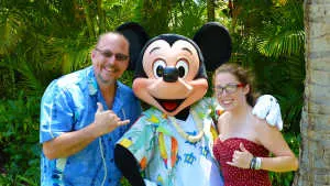 Mickey Mouse on the Halawai Lawn at Disney's Aulani in Oahu Hawaii