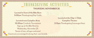 thanksgiving activities at Disney World Fort Wilderness resort