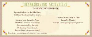 thanksgiving activities at Disney World Fort Wilderness resort