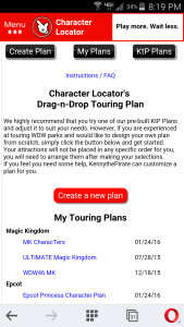 Character Locator touring plans