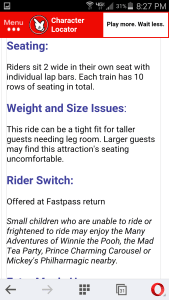 Character Locator Ride Info