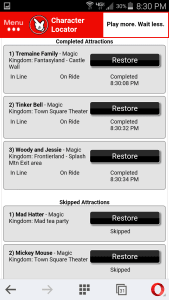 Character Locator touring plan