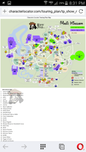 Character Locator touring plan map