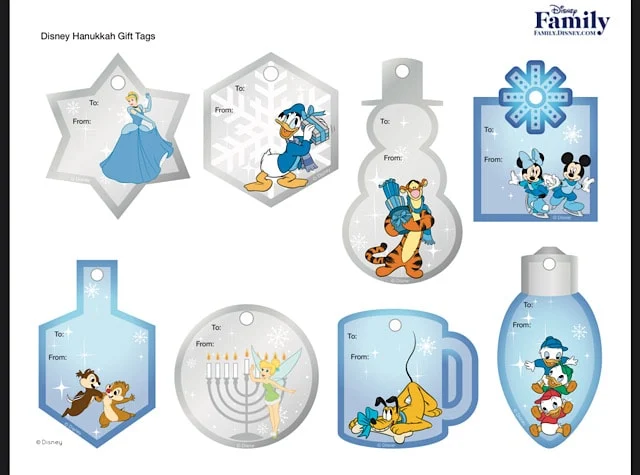 disney hanukkah merchandise activities gift tags