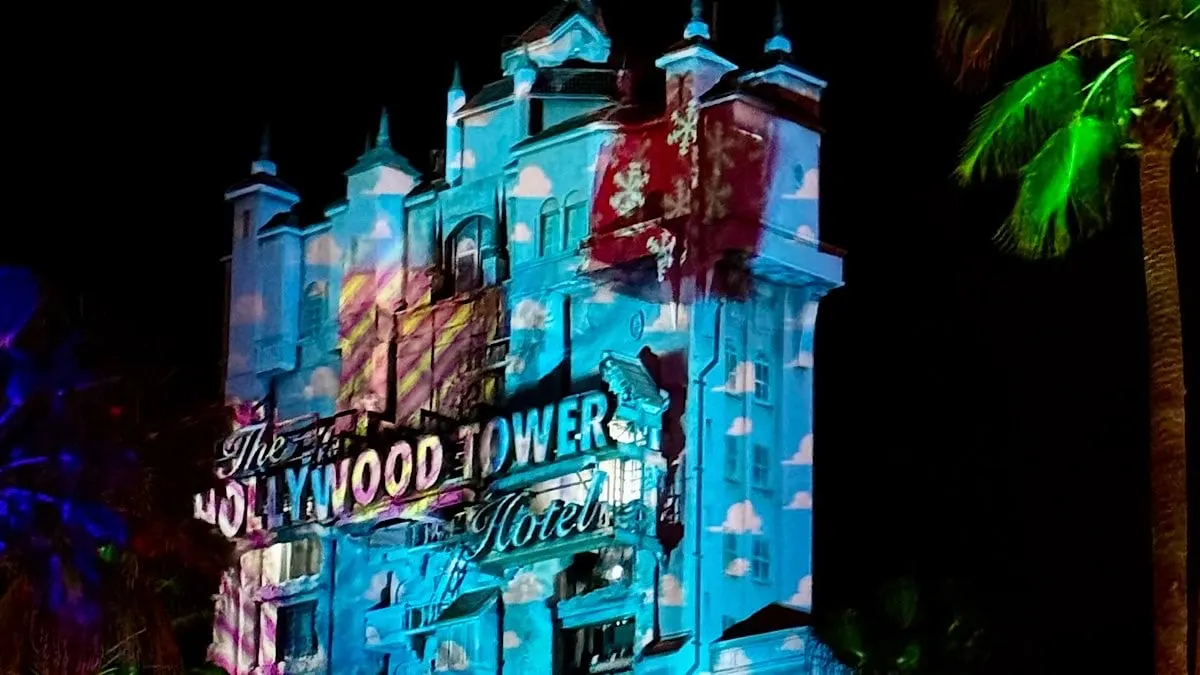 Hollywood studios Christmas night tower of terror