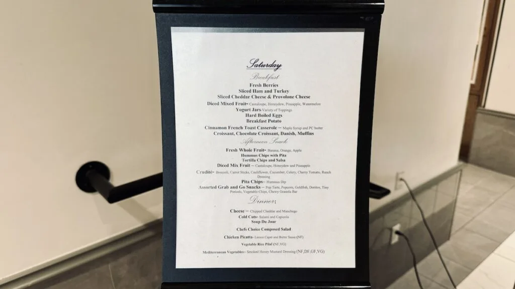 Portofino Bay Club Level Sample Menu Saturday Universal Orlando