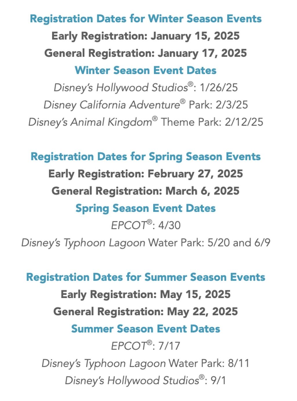 DVC Moonlight Magic registration dates 2025