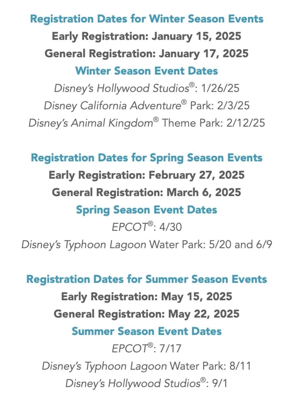 DVC Moonlight Magic registration dates 2025