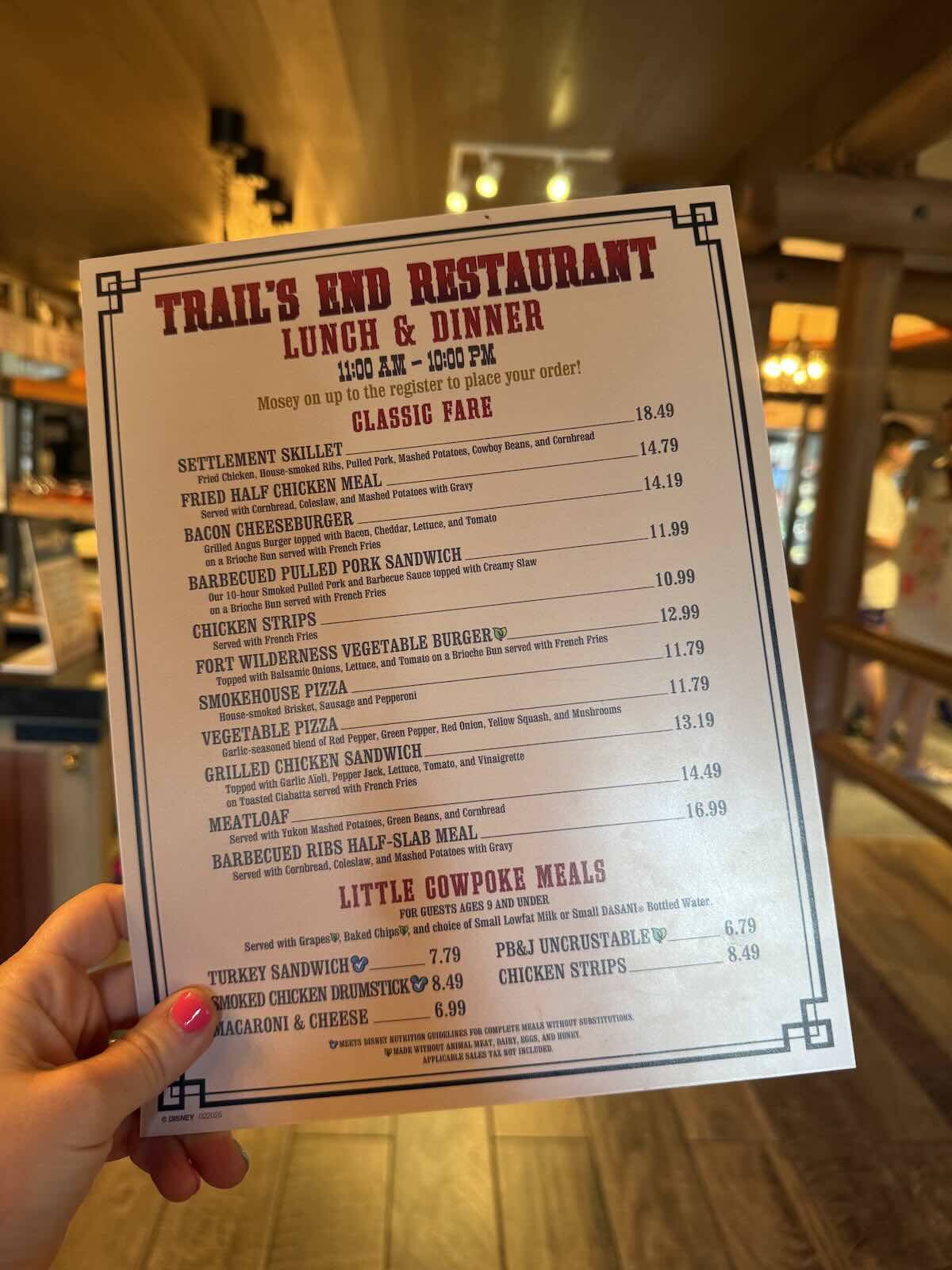 trail's end menu lunch and dinner